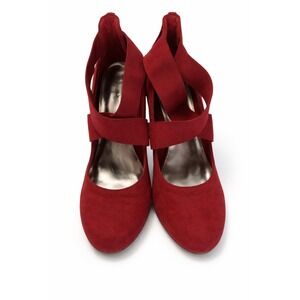 Styluxe Women's Red Heels Size 6.5 Strappy Dress Shoes Stylish Party Evening